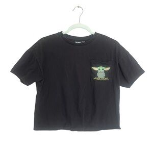 Star Wars Black Crop Top with Baby Yoda